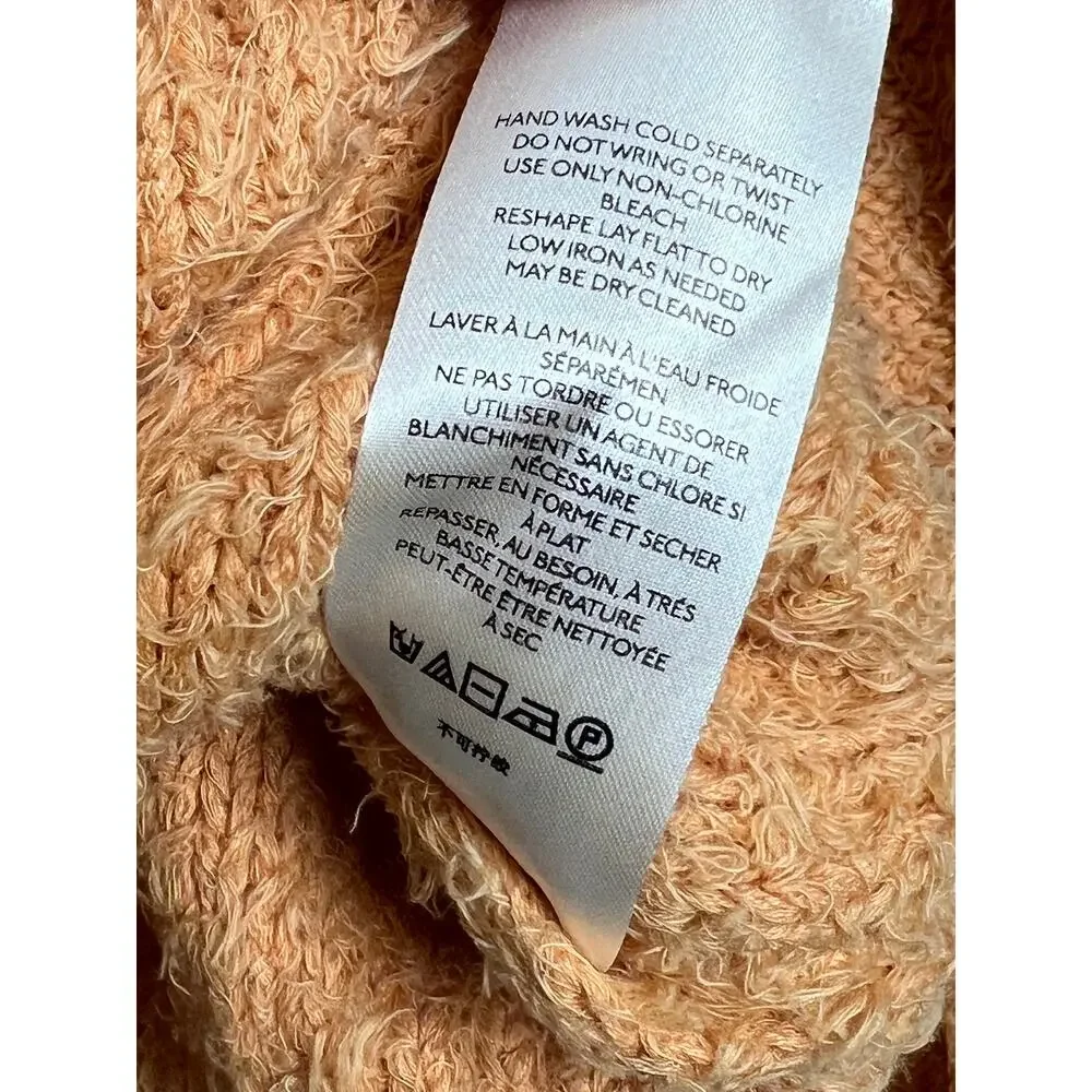 Free People V Neck Sweater Orange Textured Knit Small Boho Cozy